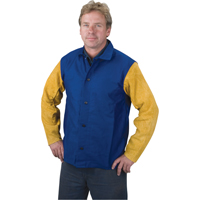 Vestes de soudeur Yellow Jacket, Coton/Cuir, 5T-Grand, Bleu/Jaune - Weld-Mate 