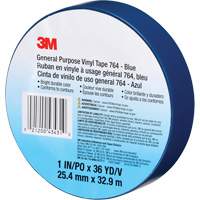 764 General-Purpose Vinyl Tape, 25.4 mm (1") W x 32.9 m (108') L, 5 mils, Blue - 3M 764-1X36-BLU