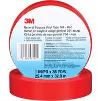 Ruban en vinyle pour travaux g&eacute;n&eacute;raux 764, 25,4 mm (1") la x 32,9 m (108') lo, 5 mils, Rouge - 3M 764-1X36-RED
