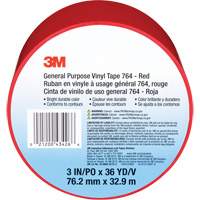 Ruban en vinyle pour travaux g&eacute;n&eacute;raux 764, 76 mm (3") la x 32,9 m (108') lo, 5 mils, Rouge - 3M 764-3X36-RED