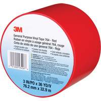 Ruban en vinyle pour travaux g&eacute;n&eacute;raux 764, 76 mm (3") la x 32,9 m (108') lo, 5 mils, Rouge - 3M 764-3X36-RED