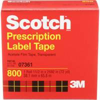 Scotch&reg; Prescription Label Tape, 38 mm (1-1/2") x 66 m (216'), Clear - 3M 800-1-1/2X72