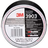 3903 Vinyl Duct Tape, 48 mm (2") W x 45 m (148') L, 6.5 mils, Black - 3M 3903-2X50-BLK