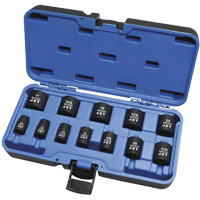 PS1238 Jeu de douilles &agrave; chocs 1/2" SAE &agrave; 6 pans, 12 Mcx, Chocs, Prise de 3/8", Profond - JET 610207