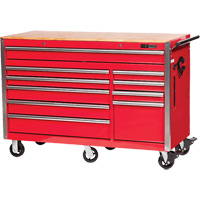 PRC5610 Armoire &agrave; rouleaux s&eacute;rie Pro, 10 tiroirs, 55-9/10" la x 24-1/10" p x 39-7/10" h, Rouge - JET 842524