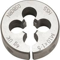 Split Circular Die, M10 X 1.5 Thread, High Speed Steel - Clarkson Osborn TA40510