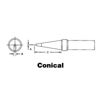 Postes de brasage WTCPT &agrave; temp&eacute;rature contr&ocirc;l&eacute;e - Pointes de s&eacute;rie PT, Conique - Weller PTP7