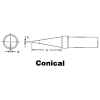Pointes de s&eacute;rie ET pour crayon &agrave; souder TEF891, Conique - Weller ETP