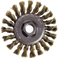 Brosse rotative &agrave; fils nou&eacute;s pour petites meuleuses haute vitesse, Dia. 5", Fils 0,02", Arbre 5/8"-11, Acier inoxydable - Osborn 0002621400