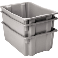 Polylewton Stack-N-Nest&reg; Containers, 10.5" x 26.1" x 18.7", Grey - Lewis Bins+ 5500003