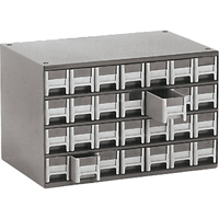 Modular Parts Cabinets, Steel, 28 Drawers, 17" x 10-9/16" x 2-2/16", Grey - Akro-Mils A19228M