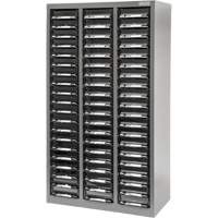 KPC-300 Parts Cabinet, Galvanized Steel, 60 Drawers, 21-3/10" x 10-2/5" x 36-9/10", Grey - KLETON 