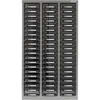 KPC-300 Parts Cabinet, Galvanized Steel, 60 Drawers, 21-3/10" x 10-2/5" x 36-9/10", Grey - KLETON 