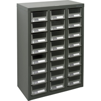 KPC-400 Parts Cabinet, Galvanized Steel, 24 Drawers, 17-3/10" x 8-7/10" x 25-3/5", Grey - KLETON 