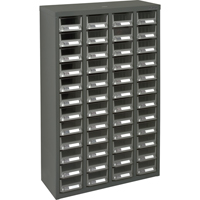 KPC-400 Parts Cabinet, Galvanized Steel, 48 Drawers, 22-3/5" x 8-7/10" x 36-9/10", Grey - KLETON 