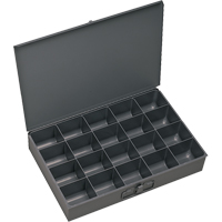 Compartment Scoop Boxes, Steel, 20 Slots, 18" W x 12" D x 3" H, Grey - Durham Manufacturing 111-95