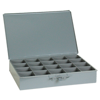 Compartment Scoop Boxes, Steel, 20 Slots, 18" W x 12" D x 3" H, Grey - Durham Manufacturing 111-95