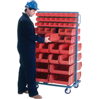 Double-Sided Mobile Bin Rack, Double-sided, 96 bins, 36" W x 24" D x 63" H - KLETON 