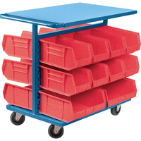 Bin Cart with Bins, Double-sided, 20 bins, 24" W x 38-1/2" D x 36-1/2" H - KLETON 