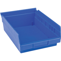 Plastic Shelf Bins, 8-3/8" W x 4" H x 11-5/8" D, Blue, 15 lbs. Capacity - Akro-Mils A30150P09