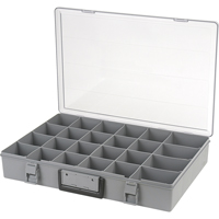 Compartment Case, Plastic, 24 Slots, 18-1/2" W x 13" D x 3" H, Grey - Flambeau 1024-2