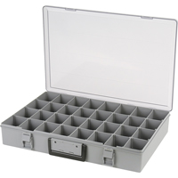 Compartment Case, Plastic, 32 Slots, 18-1/2" W x 13" D x 3" H, Grey - Flambeau 1032-2