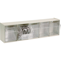 Tip-Out Bins Modular Storage System, 23-5/8" W x 5-1/4" D x 6-1/2" H, 5 Drawers - Quantum Storage System QTB305IV