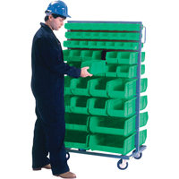 Support mobile deux c&ocirc;t&eacute;s pour bacs, &agrave; deux c&ocirc;t&eacute;s, 96 bacs, 36" la x 24" p x 63" h - KLETON 