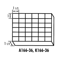 K-Resin Compartment Box, Plastic, 36 Slots, 6-9/16" W x 9-5/8" D x 1-1/2" H, Transparent - Flambeau K166-36