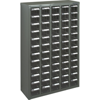 KPC-500 Parts Cabinet, Galvanized Steel, 60 Drawers, 22-3/5" x 8-7/10" x 36-9/10", Grey - KLETON 