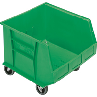 Mobile Bin, 14" H x 16-1/2" W x 18" D, 75 lbs. Capacity, Green - Quantum Storage System QUS275MOBGN