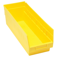 Store More Plastic Shelf Bins, 6-5/8" W x 6" H x 17-7/8" D, Yellow, 70 lbs. Capacity - Quantum Storage System QSB204YL
