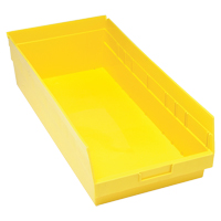 Store More Plastic Shelf Bins, 11-1/8" W x 6" H x 23-5/8" D, Yellow, 90 lbs. Capacity - Quantum Storage System QSB216YL