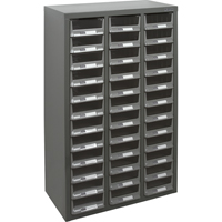 KPC-100 Parts Cabinet, Galvanized Steel, 36 Drawers, 23" x 11-2/5" x 36-9/10", Grey - KLETON 