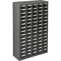 KPC-600 Parts Cabinet, Galvanized Steel, 75 Drawers, 23-1/10" x 8-7/10" x 36-9/10", Grey - KLETON 