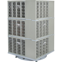 Heavy-Duty Industrial Carousel Drawer Cabinet, Steel, 240 Drawers, 27" W x 27" D x 48" H, Grey - KLETON 