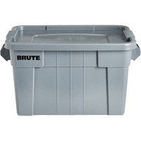 Bac de stockage Brute avec couvercle, 27,88” p x 17,38” la x 15,13” h, Capacit&eacute; 160 lb, Gris - Rubbermaid FG9S3100GRAY