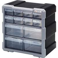 Armoire &agrave; tiroir, Plastique, 12 tiroirs, 10-1/2" x 6-1/4" x 10-1/4", Noir - Quantum Storage System PDC-12BK