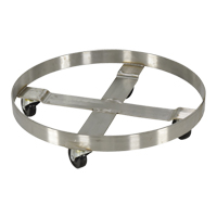 Chariots pour barils, Acier inoxydable, Capacit&eacute;e 800 lb, Diam&egrave;tre 23-1/4", Roue en Caoutchouc - Vestil DRUM-SS-55-H