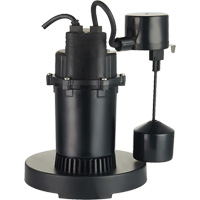 Thermoplastic Submersible Sump Pump, 2560 GPH, 115 V, 4.6 A, 1/3 HP - LEO LSD-252PLV