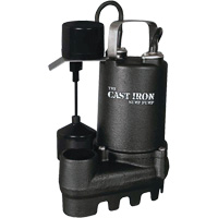 Cast Iron Submersible Sump Pump with Vertical Float Switch, 67 GPM, 33 V, 5 A, 1/3 HP -  
