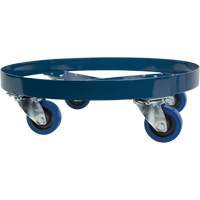 Chariot pour baril, Acier, Capacit&eacute;e 1400 lb, Diam&egrave;tre 24", Roue en &eacute;lastique bleu - KLETON 