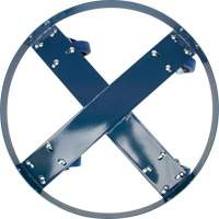 Chariot pour baril, Acier, Capacit&eacute;e 1400 lb, Diam&egrave;tre 24", Roue en &eacute;lastique bleu - KLETON 