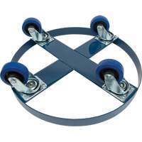 Chariot pour baril, Acier, Capacit&eacute;e 1400 lb, Diam&egrave;tre 24", Roue en &eacute;lastique bleu - KLETON 