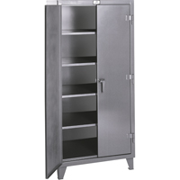 Rough & Tough Storage Cabinets, Steel, 4 Shelves, 72" H x 72" W x 24" D, Grey - Strong Hold 66-244