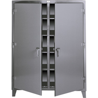 Double Shift Storage Cabinets, Steel, 8 Shelves, 72" H x 72" W x 24" D, Grey - Strong Hold 66-DS-248