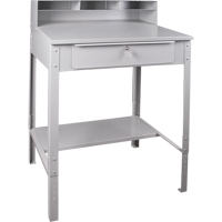 Open Floor Style Shop Desk, 34-1/2" W x 30" D x 53" H, Grey - KLETON 