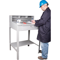 Open Floor Style Shop Desk, 34-1/2" W x 30" D x 53" H, Grey - KLETON 