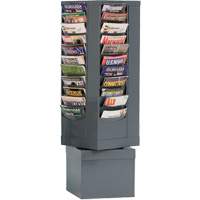 Literature Rack, Rotating, 44 Slots, Steel, 14-1/8" W x 14-1/8" D x 48-1/2" H - Durham Manufacturing 410-95