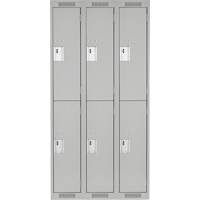 Clean Line Lockers, 2 -tier, Bank of 3, 36" x 18" x 72", Steel, Grey, Rivet (Assembled) - Anthony Steel Mfg. CL-D-3-12X18X72_A124